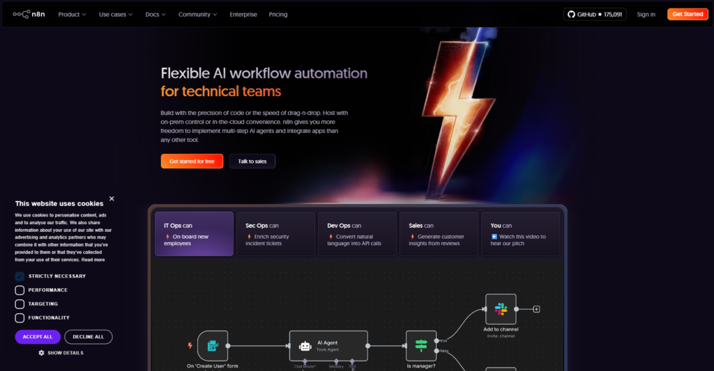 Imagem da home do site oficial do N8N.